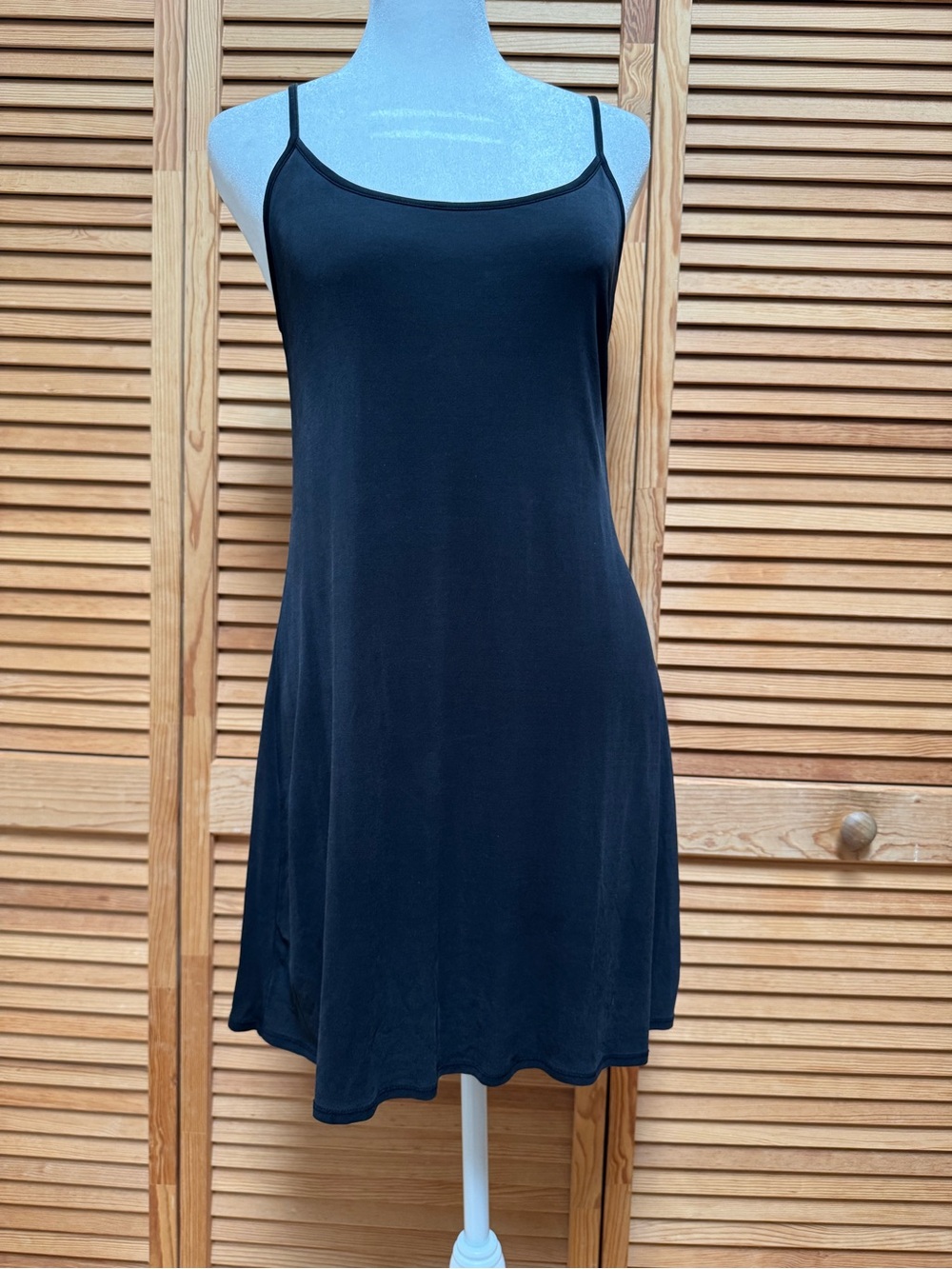 Eileen Fisher 100% Silk Long Camisole Tank Black PS Petite Small Lagenlook